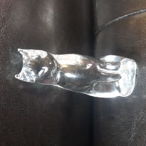 Reijmyre Kristall Sweden Cat Clear Art Glass Figurine Paperweight